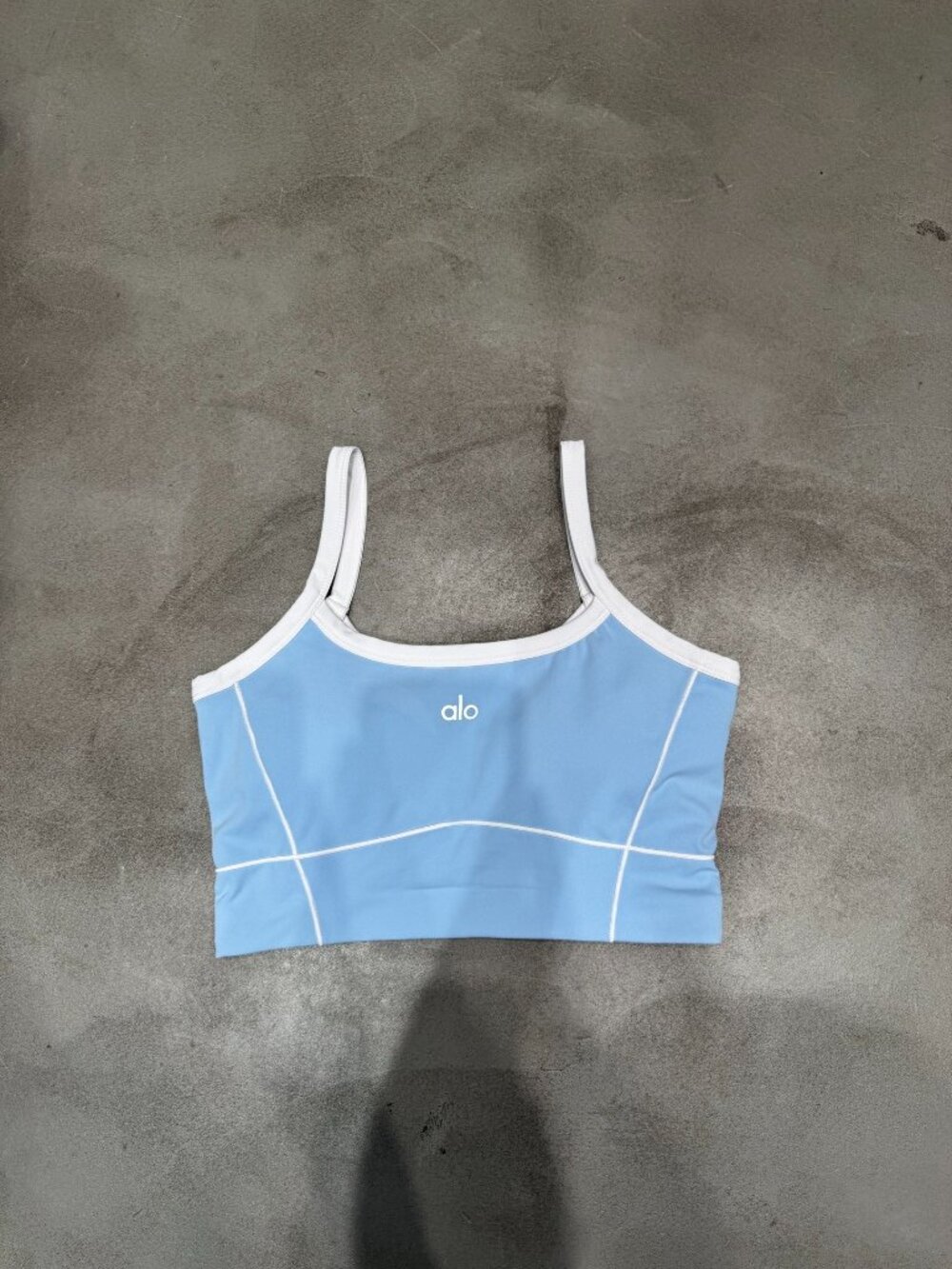 Alo Yoga Light Blue Contrast Stitch Matching Workout Set S - Picture 4 of 7